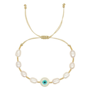 Go2boho Evil Eye Beaded Bracelets Freshwater Pearl Bracelet Women's Jewelry