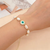 Go2boho Evil Eye Beaded Bracelets Freshwater Pearl Bracelet Women's Jewelry