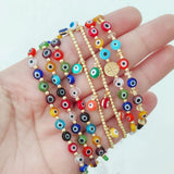 Go2boho Evil Eye Bracelet Women 18K Plated Bead Jewelry Rainbow