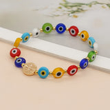 Go2boho Evil Eye Bracelet Women 18K Plated Bead Jewelry Rainbow