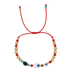 Go2boho Fatima Hamsa Hand Evil Plated Bead Red Friendship Bracelet For Women