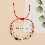Go2boho Fatima Hamsa Hand Evil Plated Bead Red Friendship Bracelet For Women
