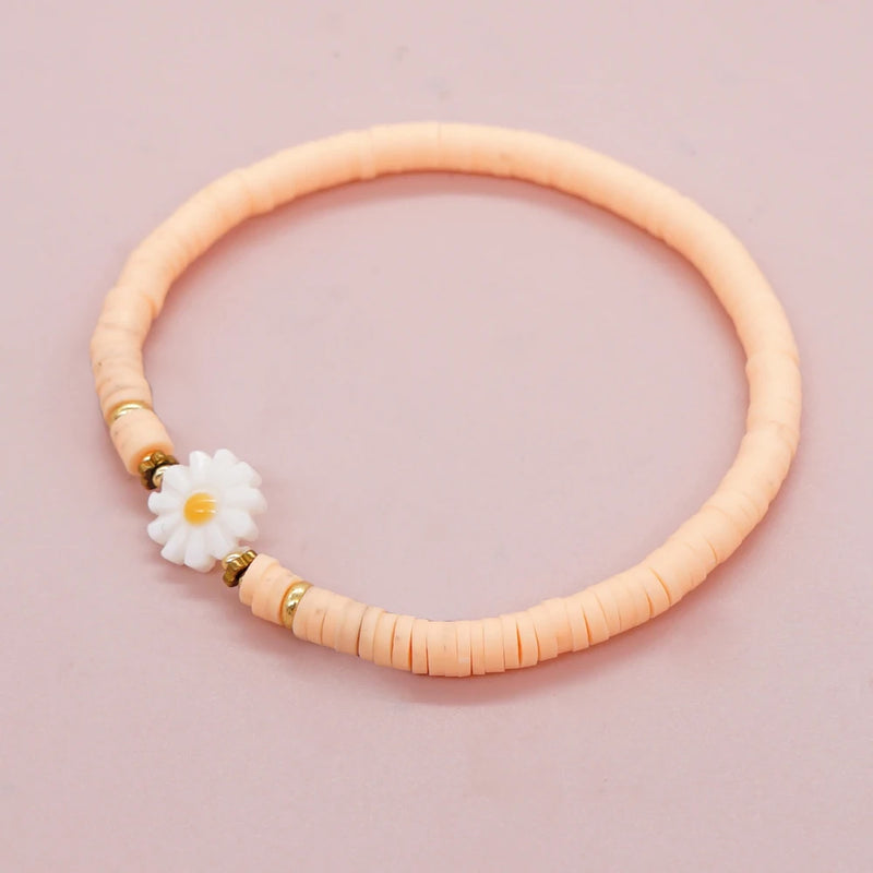 Go2boho Flowers Clay Bracelets Elasticity Bangle Bracelet for Women
