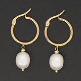 Go2boho Freshwater Pearl Earring Women Jewelry Stainless Steel Hoops