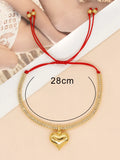 Go2boho Plated Disc Bead Love Heart Charm Bracelet Friendship Jewelry