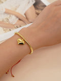 Go2boho Plated Disc Bead Love Heart Charm Bracelet Friendship Jewelry
