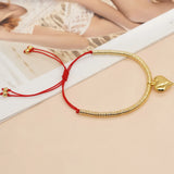 Go2boho Plated Disc Bead Love Heart Charm Bracelet Friendship Jewelry