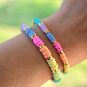 Go2boho Heishi Friendship Bracelet Polymer Clay Beads Rainbow Colorful