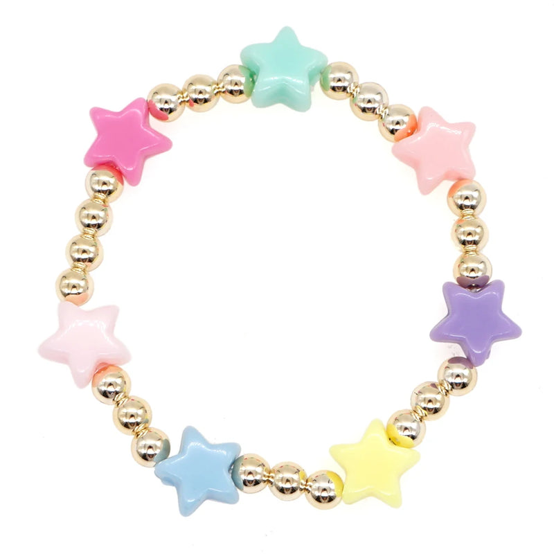 Colorful Charm Star Copper Beaded Bracelets for Women