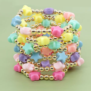 Colorful Charm Star Copper Beaded Bracelets for Women