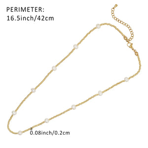 Go2boho Pearl Necklace Boho Stainless Steel Adjustable