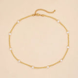 Go2boho Pearl Necklace Boho Stainless Steel Adjustable