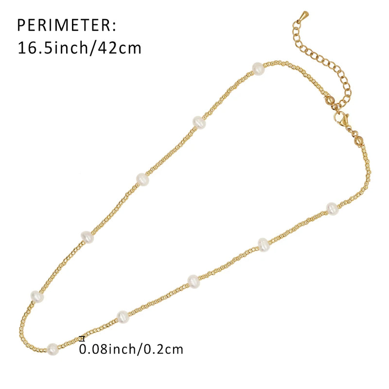 Go2boho Pearl Necklace Boho Stainless Steel Adjustable
