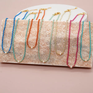 Boho Seed Bead Pearl Choker Necklace Summer Fashion