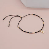 Minimalist Seed Bead Letter Friendship Bracelet Vintage Boho Jewelry