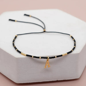 Minimalist Seed Bead Letter Friendship Bracelet Vintage Boho Jewelry
