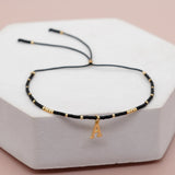 Minimalist Seed Bead Letter Friendship Bracelet Vintage Boho Jewelry