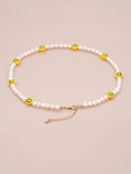 Freshwater Pearl Choker Yellow Smiley Bead Necklace for Summer Beach