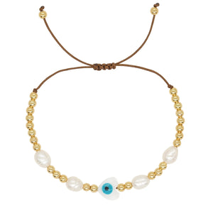 Go2boho Evil Eye Charm Bracelet 18K Plated Beaded Bracelets For Women