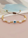 Go2boho Evil Eye Charm Bracelet 18K Plated Beaded Bracelets For Women