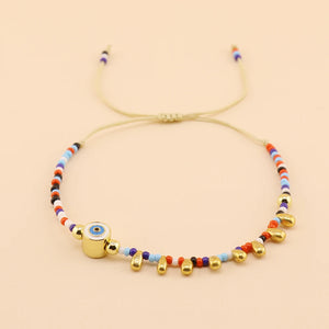 Colorful Seed Bead Evil Eye Friendship Bracelet Women Boho Jewelry
