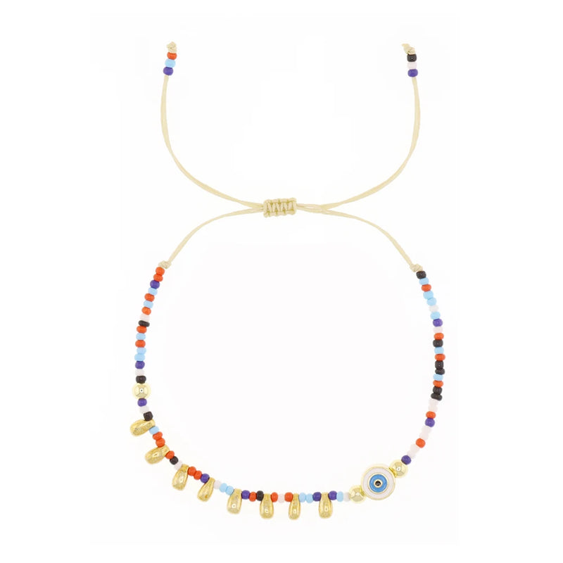 Colorful Seed Bead Evil Eye Friendship Bracelet Women Boho Jewelry