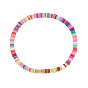 Colorful Heishi Plated Bracelet for Women - Boho Summer Beach Jewelry