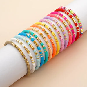 Colorful Heishi Plated Bracelet for Women - Boho Summer Beach Jewelry