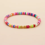 Colorful Heishi Plated Bracelet for Women - Boho Summer Beach Jewelry