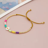 Daisy Charm Heishi & Plated Bead Friendship Bracelet - Summer Boho Gift