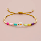 Daisy Charm Heishi & Plated Bead Friendship Bracelet - Summer Boho Gift