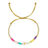 Daisy Charm Heishi & Plated Bead Friendship Bracelet - Summer Boho Gift