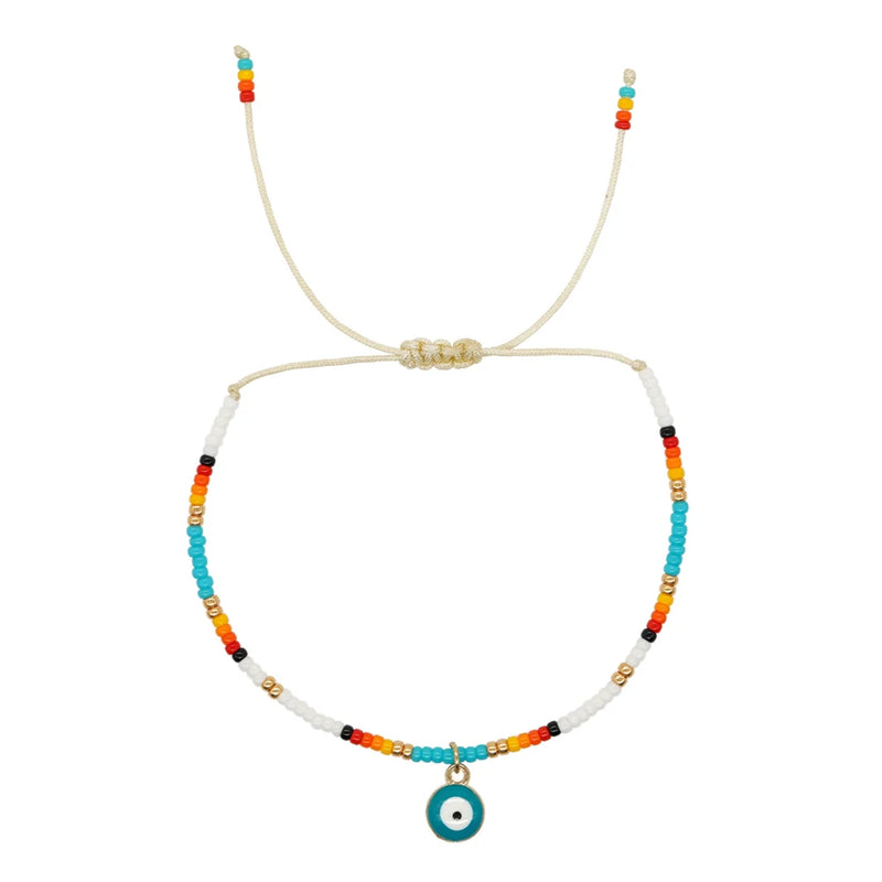 Go2boho Evil Eye Charm Seed Bead Bracelet, Boho Jewelry
