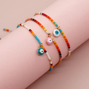 Go2boho Evil Eye Charm Seed Bead Bracelet, Boho Jewelry