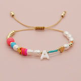Go2boho Plated Bracelet Women Fresh Water Pearl Heart Star Shell A-Z Charm