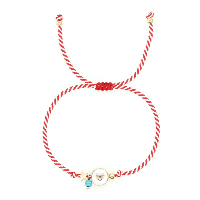 Boho Martis Greek March Bracelet - Heart & Star Turquoise Bead