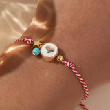 Boho Martis Greek March Bracelet - Heart & Star Turquoise Bead