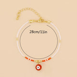 Boho Seed Bead Bracelets Chain Evil Eye Charm Summer Jewelry