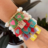Go2boho Pearl Beaded Bracelet Ins Fashion Summer Love Heart Charm Y2K