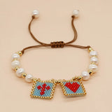 Go2boho Pearl Beaded Bracelet Ins Fashion Summer Love Heart Charm Y2K
