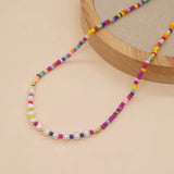 Colorful Seed Beads & Pearl Choker Necklace for Women Boho Summer Chain