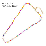 Colorful Seed Beads & Pearl Choker Necklace for Women Boho Summer Chain