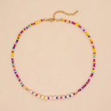 Colorful Seed Beads & Pearl Choker Necklace for Women Boho Summer Chain