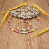 Go2boho Rainbow Colorful Smiley Heishi Necklaces for Women