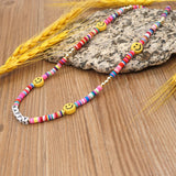 Go2boho Rainbow Colorful Smiley Heishi Necklaces for Women