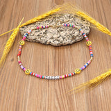 Go2boho Rainbow Colorful Smiley Heishi Necklaces for Women