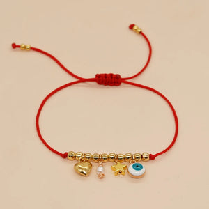 Red Friendship Bracelet Evil Eye Star Love Heart Charm Gift For Her