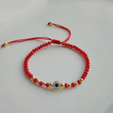 Go2boho Red Evil Eye Crystal Beaded Bracelet 18K Plated