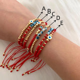Go2boho Red Evil Eye Crystal Beaded Bracelet 18K Plated
