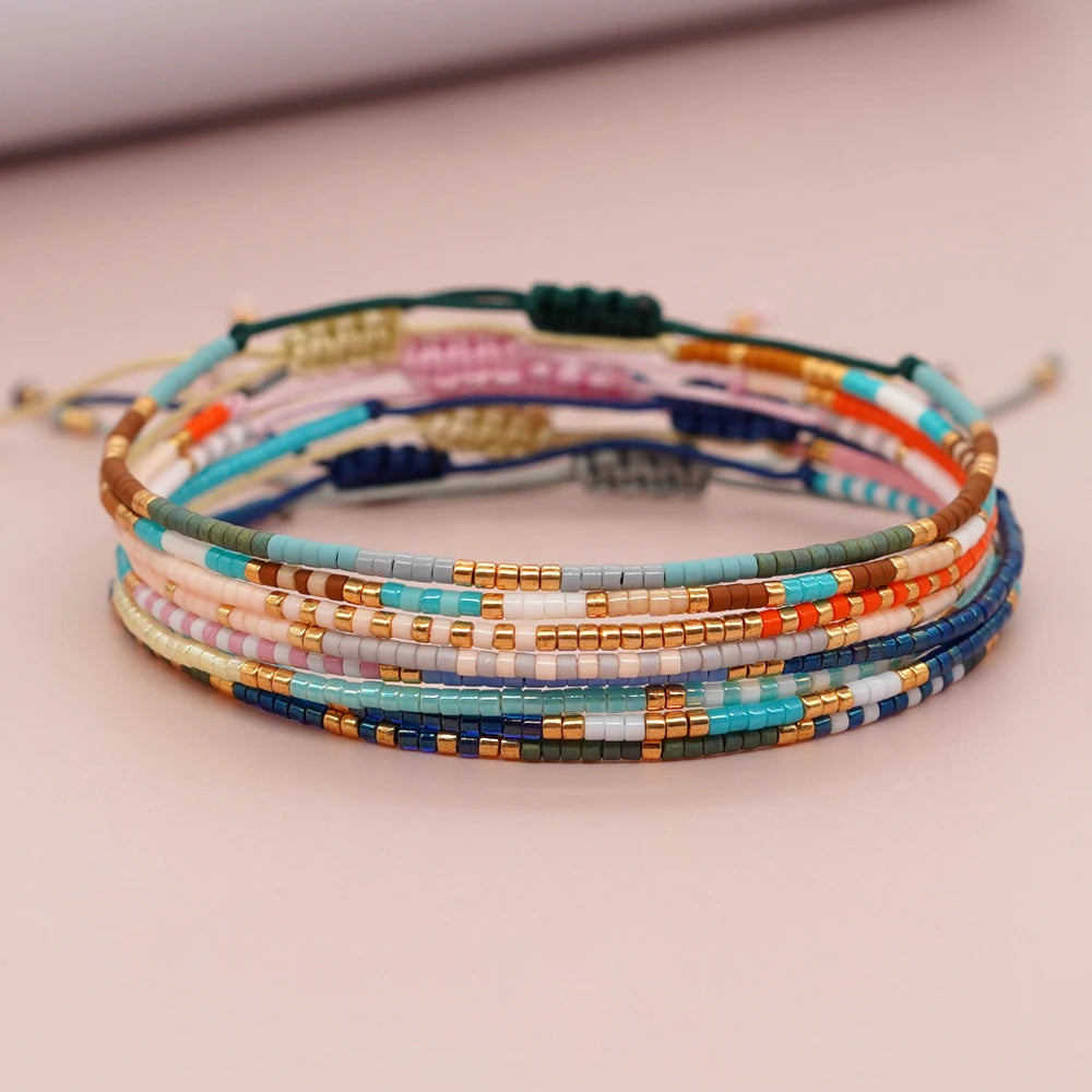 Go2boho Seed Beads Tiny Bracelets Adjustable Colorful Friendship Jewelry